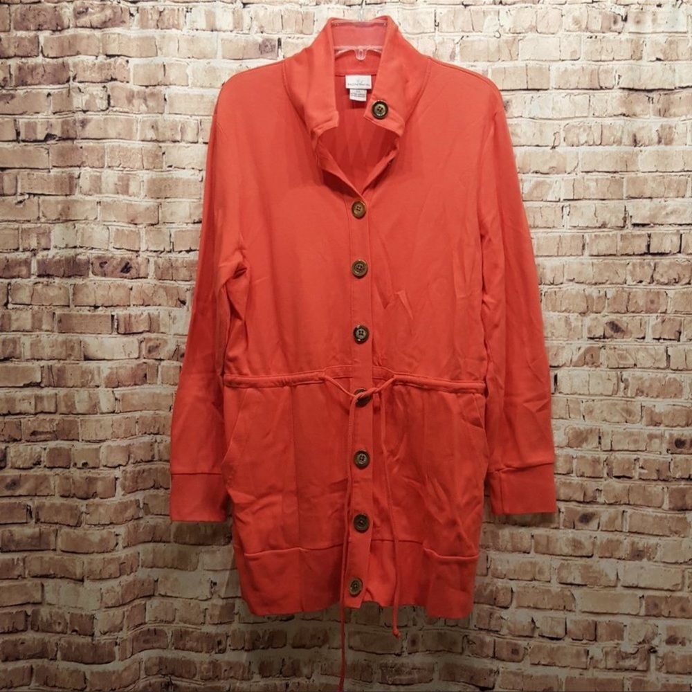 Button Down Jacket With Drawstring Waist